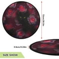 thumbnail image 2 of Black Cat Kitten Flower Christmas Tree Mats Waterproof Tree Skirt, Halloween Rose Red Xmas Tree Stand Tray Mat Floor Protector Pad for Holiday Party Decoration, 28.3", 2 of 6