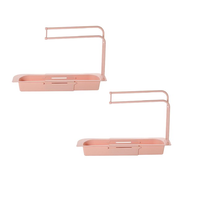 Oleegame 2PC Shower Soap Dish With Hook Household Faucet Clip Rack Kitchen Sink Rag Bath Holder Soap Storage Box Pink