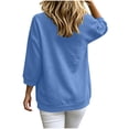 thumbnail image 5 of Stamzod 3/4 Length Sleeve Womens Tops Casual Loose Crewneck Sweatshirt Fall Fashion Dressy Work Blouse Blue XL, 5 of 6