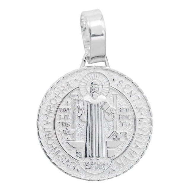 JOYARIS Dije Medalla Grande San Benito Diamantada Plata Ley 925 DM-0001408