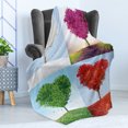 thumbnail image 4 of Nature Soft Flannel Fleece Throw Blanket, Heart Shaped Trees in 4 Seasons of Year Love and Adoration Themed Illustration, Cozy Plush for Indoor and Outdoor Use, 50" x 60", Multicolor, by Ambesonne, 4 of 5
