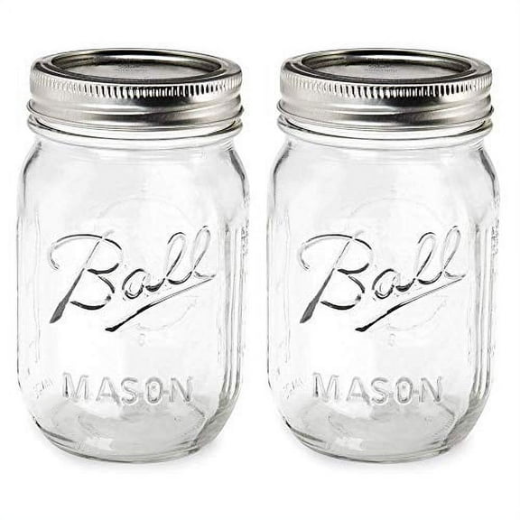 Ball Pint Jar with Lids and Bands, Regular Mouth, Set of 2, (16 oz)
