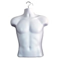 thumbnail image 3 of Maniquí masculino blanco con espalda hueca, torso, forma de vestido y gancho para colgar, tamaños S-M (paquete de 5 blancos), 3 of 5