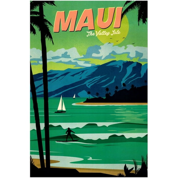 Maui - The Valley Isle - Vintage Travel Poster (8x12Inches)