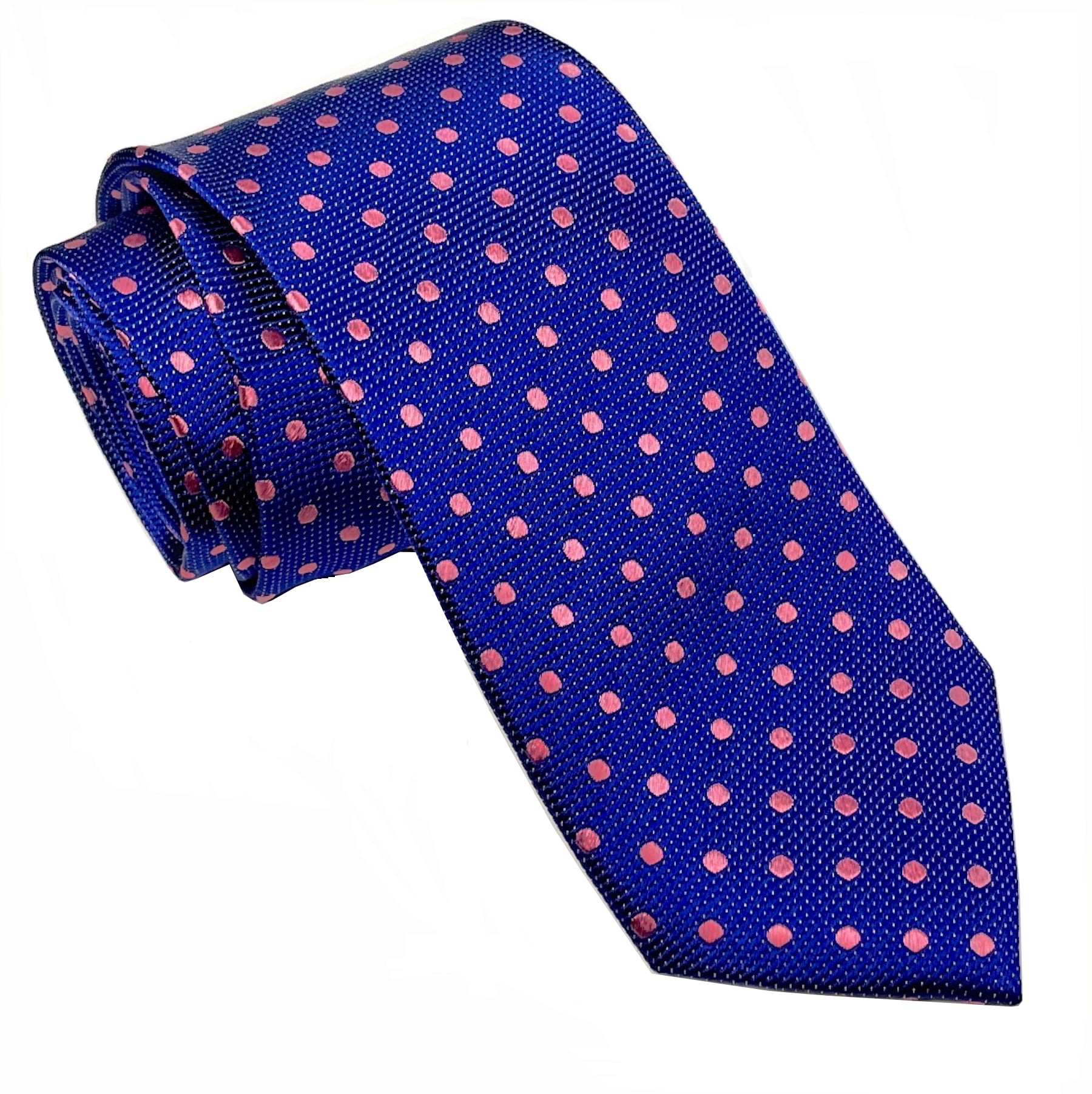 Scott Allan Silk Navy Tie Navy Blue and Pink Polka Dot Ties for Men