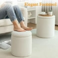 thumbnail image 5 of Round Ottoman with Storage, Set of 2, Small Vanity Stool as Vanity Chair, Corduroy Ottoman Foot Rest for Small Space, Living Room, Bedroom, Beige, 5 of 16