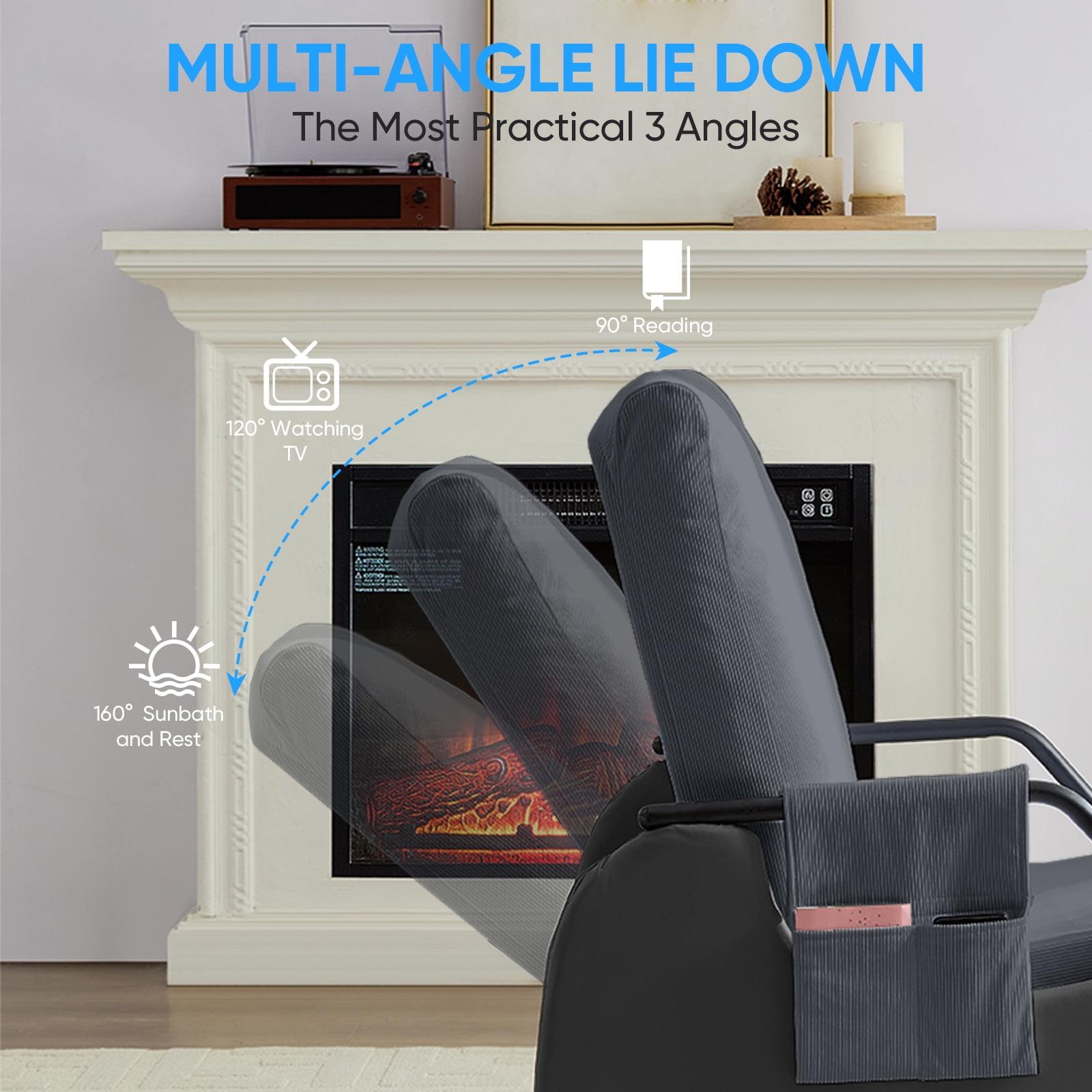ZAFLY Rocking Accent Chair, Glider Reading Chair with Footrest, Comfy Corduroy Single Sofa for Living Room/Nursery/Bedroom - Gray