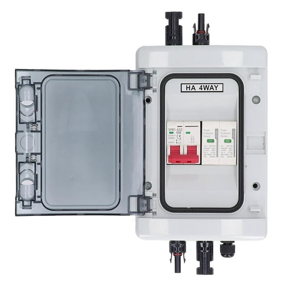 PV Combiner Box, Solar Photovoltaic Combiner Box, Waterproof Outdoor Breaker Box with DC500V 32A Circuit Breaker for Solar Panels System