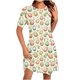 thumbnail image 1 of Vestido Corto para las Mujeres Cuello Redondo Manga Corta Impresa Suéter, Moda Casual Estilo Línea, 1 of 5