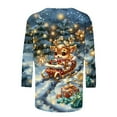 thumbnail image 5 of Print Knit Top Crewneck Three Quarter Sleeve Casual Holiday Season Tee Shirt Soft Comfortable Blouse For Festive Party Family Gathering Cozy Outfit, 5 of 5