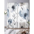 thumbnail image 2 of Blue Grey Spring Floral Sheer Curtains 108 Inch Length 2 Panels Set, Elegant Summer Botanical Voile Window Treatment Semi Sheer Long Curtains Drapes for Bedroom/Living Room/Kitchen 52"x108"x2, 2 of 7