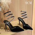 thumbnail image 1 of 2024 Roman Sexy Pointy Thin Heel Back Empty Single Shoe Rhinestone Snake Wrapped High Heels Wedding Shoes FGS, 1 of 7