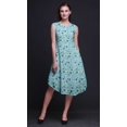 thumbnail image 4 of Bimba Robe d'Été Sans Manches à Col Rond pour Femmes, Imprimée de Feuilles de Chou Bleues, Tenue Décontractée - Grand, 4 of 6