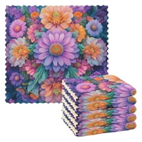Yayeee 6 Pack Kitchen Dish Cloths for Washing Dishes Soft Absorbent Microfiber Towels, Light Purple Flowers