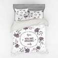 thumbnail image 2 of Saying Duvet Cover Set, You Are Words Wreath of Roses Romantic Love Themed Silhouettes Illustration, Bedding Set with Shams and Fitted Sheet, 3 Sizes, by Ambesonne, 2 of 3
