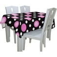 thumbnail image 4 of Coolnut Tablecloth Pink White Polka Dot On Black Modern Table Cover for Home Decoration, Spill Proof Cloth Washable for Dinner Picnic, 54"x54", 4 of 6