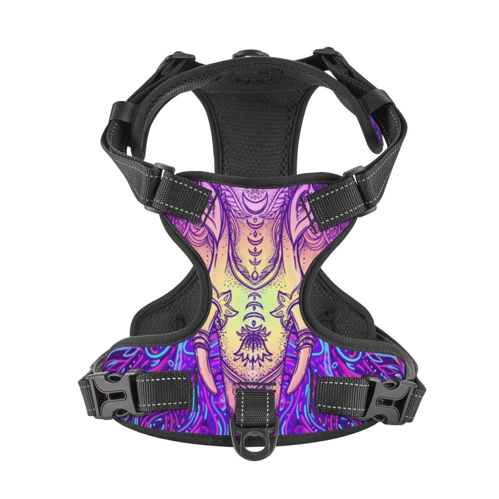 Kdxio Elephant in Tribal Style Print No Pull Dog Harness Adjustable Reflective Oxford Easy Control Medium Large Dog Harness for Training and Everyday-Small