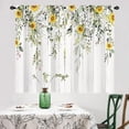 thumbnail image 3 of Eucalyptus Leaves Sunflower Kitchen Curtains 2 Panels 27.5W x 39H Rod Pocket Rustic Farmhouse Plant Botanical Wooden Decor Bathroom Small Short Window Drapery Treatment, 3 of 6