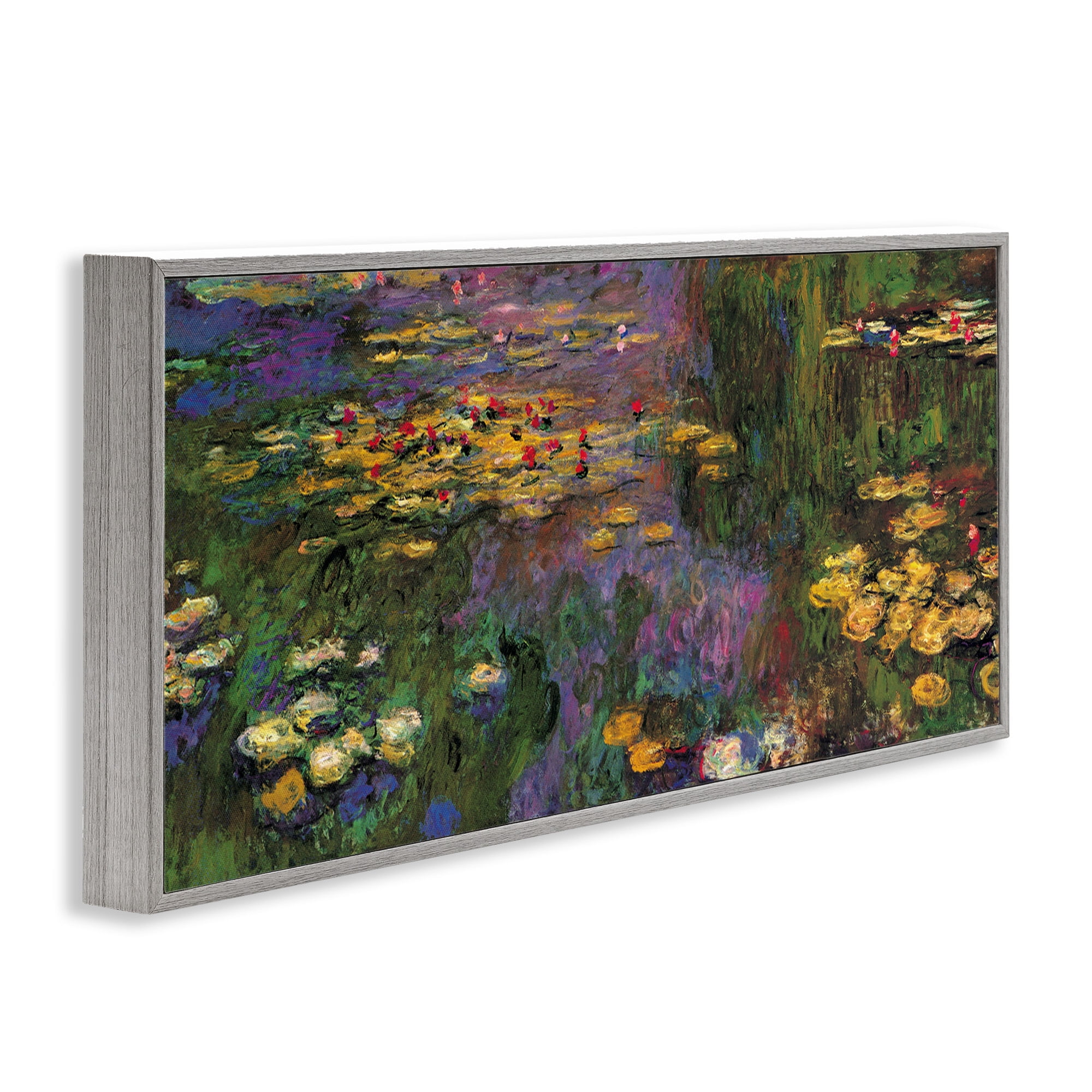 Stupell Industries Vibrant Traditional Water Lilies Botanical & Floral Painting Gray Framed Art Print Wall Art, 30 x 13
