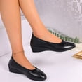 thumbnail image 6 of HTHLVMD Cut-Out Comfort Footwear, Perforated Wedge Shoes, Women's Ballet Flats Business Office Work Dress Shoes Low Wedge Round Toe Slip-Ons Comfortable Dressy Casual Flats for Women, Black 9, 6 of 7