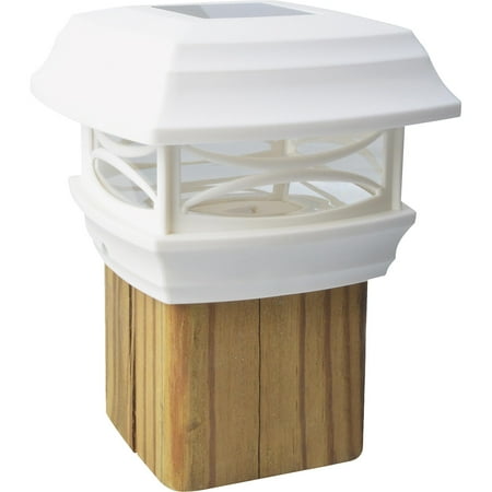 Moonrays 91254 Solar Powered LED Post Cap Light, 4-Inch by 4-Inch Post, White Finish