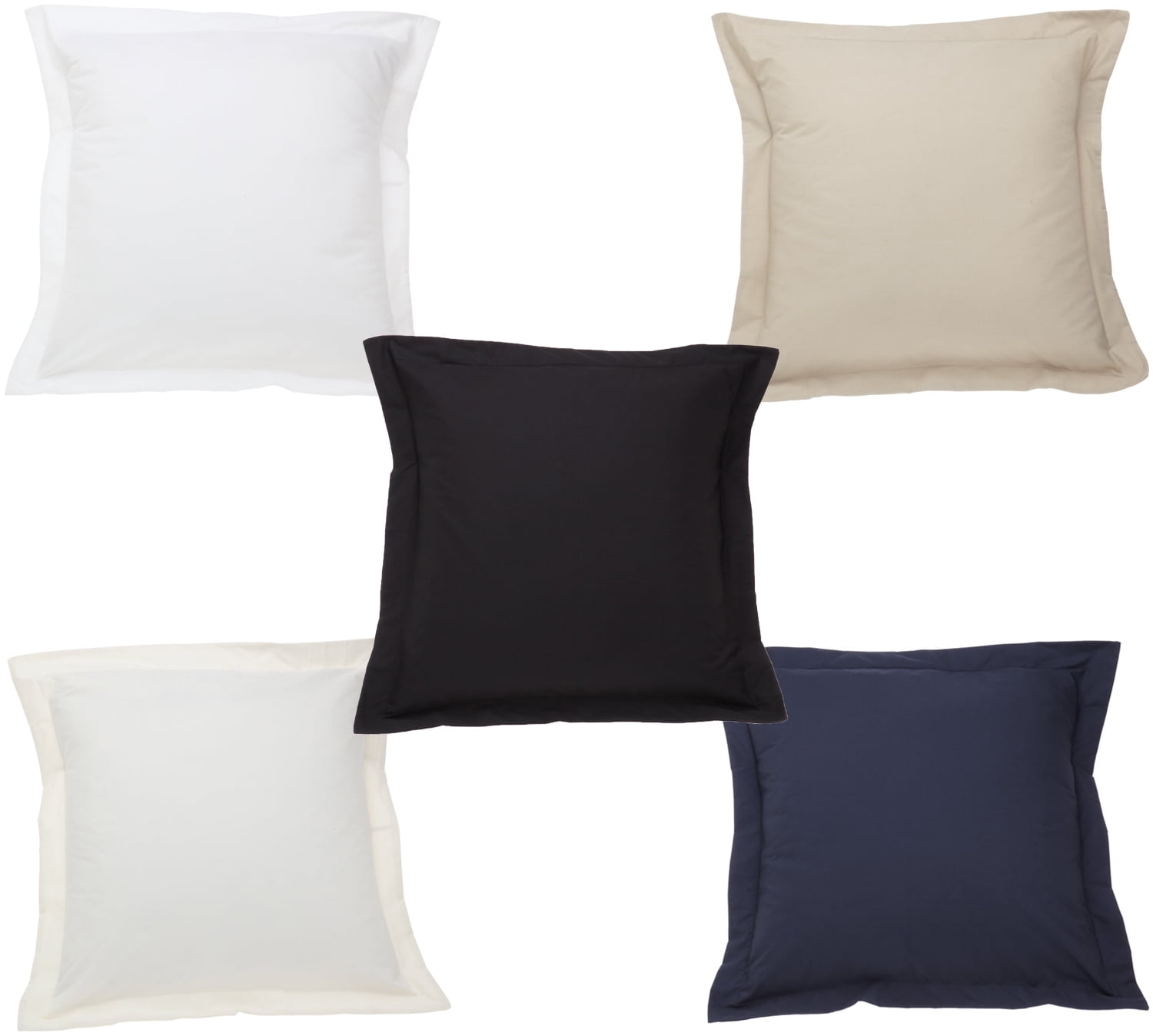 Black Luxury Pillow Sham Cotton Blend, Square Euro Size, Solid Pattern