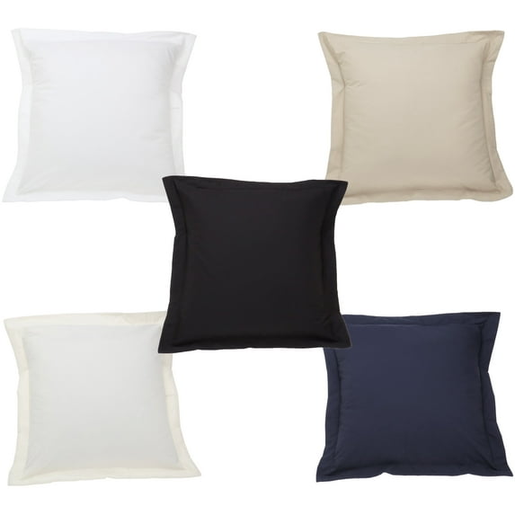 Black Luxury Pillow Sham: Cotton Blend, Square Euro Size, Solid Pattern, 26in x 26in.