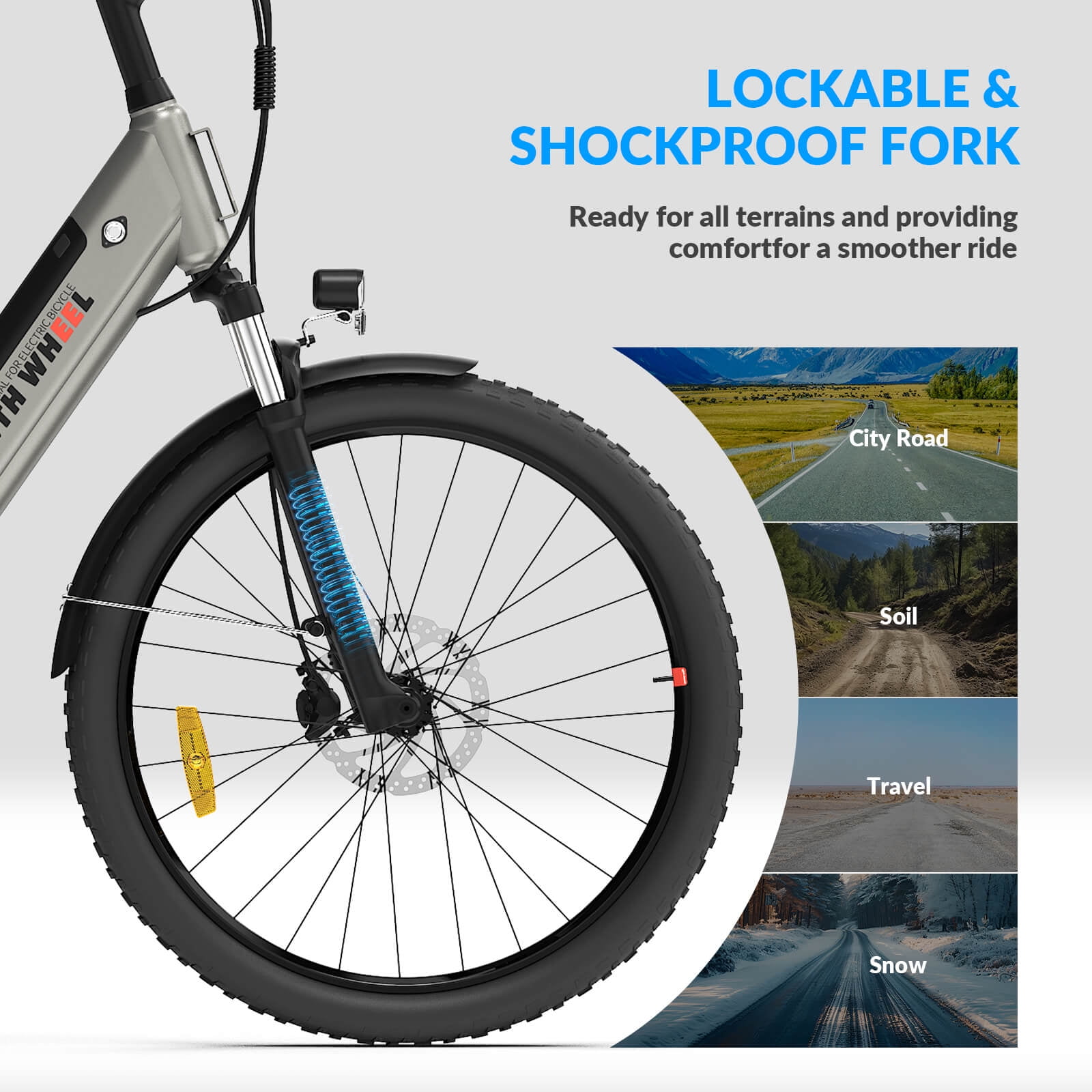 5TH WHEEL W18B Electric Bike for Adult with 350W Motor, 26" Electric Mountain Bike with 36V 10.4Ah Removable Battery Ebike, Electric Bicycle with 7 Speed, UL2849
