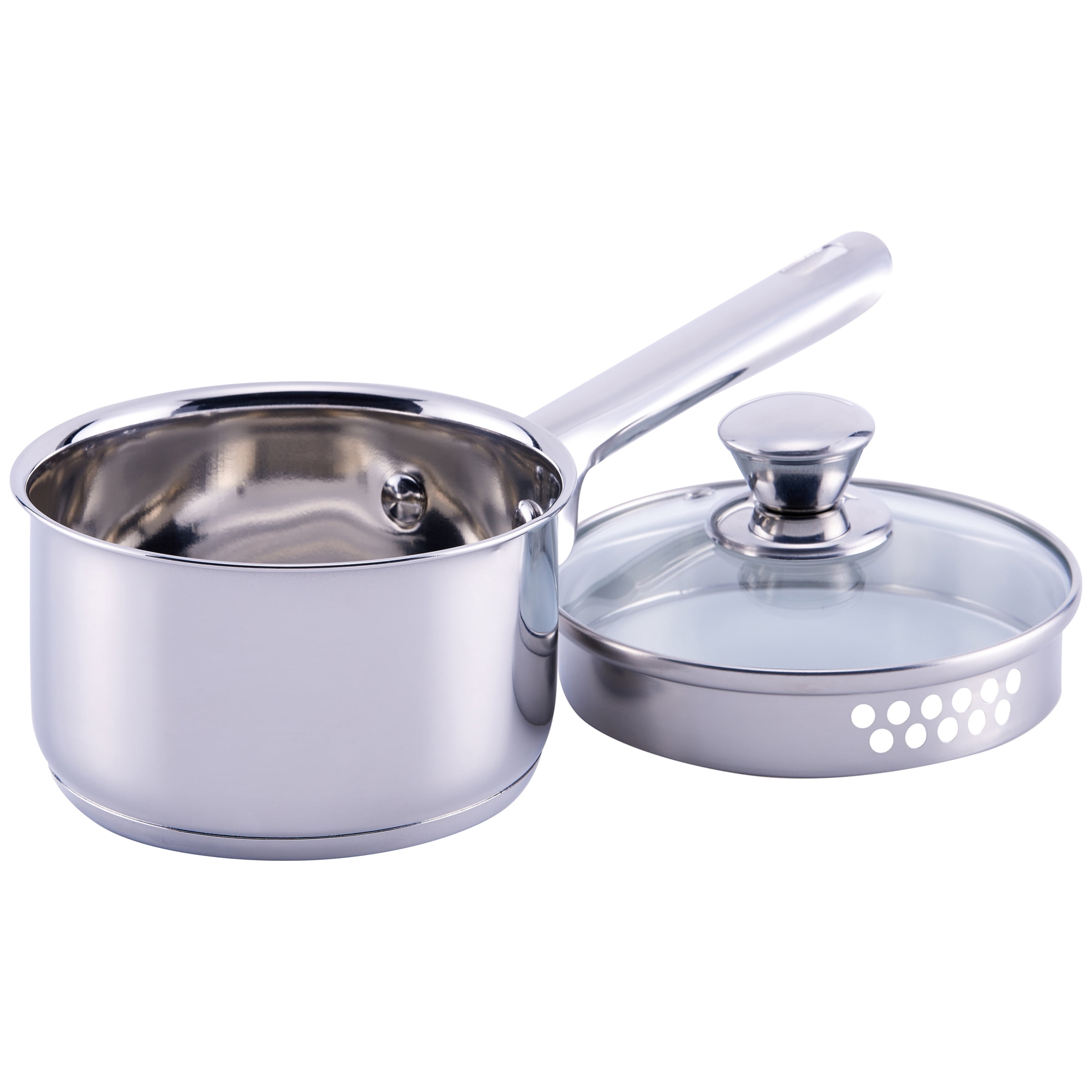 Dishwasher Safe Mainstays Stainless Steel 1qt Sauce Pan with Lid Aluminum Base 
