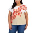thumbnail image 1 of Tommy Hilfiger Womens Ombre Floral Embellished T-Shirt, Multicoloured, Plus Size, 2X, 1 of 1