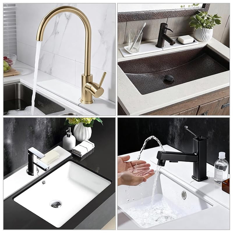 DSstyles Two-piece large stone drain mat set, suitable for kitchen countertops and sink faucets, made of quick-drying and absorbent diatomaceous earth, white.