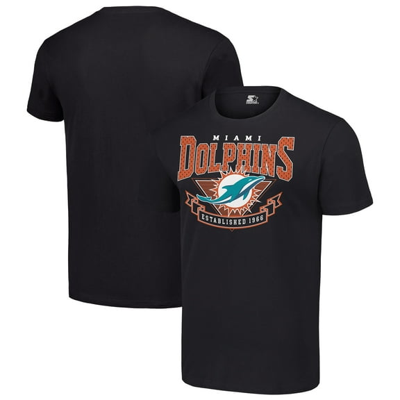 Men's Starter Black Miami Dolphins 80s Inspired Team Logo T-Shirt