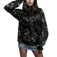 thumbnail image 2 of FAOWME Women's Hoodies With Pocket Drawstring Long Sleeve Star Print Zipper Casual Comfortable Warm Sweatshirt For Fall Winter Daily Wear Black L, 2 of 5