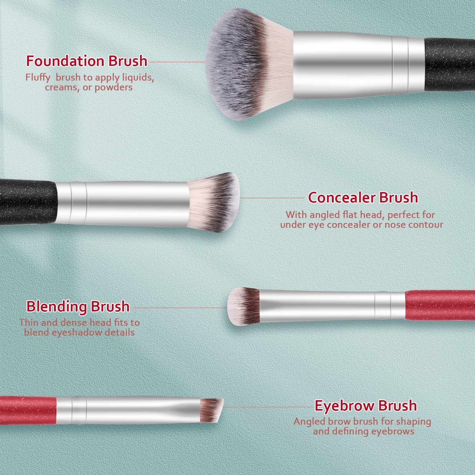 DIFFUNY Large Makeup Brushes Double Ended Foundation Brush & Concealer  Brush & Kabuki Brush & Eyeshadow Blending Brush & Blush Brush & Powder  Brush - Yahoo Shopping