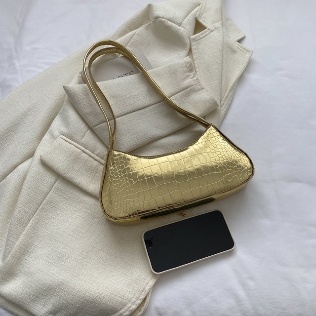 Bolso de axila para mujer Bolso de mujer informal con patrón de cocodrilo de cuero PU (Oro) Ndcxsfigh Para Estrenar