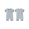 thumbnail image 2 of Cenuakty Baby Boys 0-18M Rompers Stripe Print Bear Embroidery Crew Neck Short Sleeve Infant Bodysuits Jumpsuits, 2 of 9