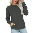 thumbnail image 2 of Sweatshirts for Women No Hood Crewneck Loose Fit Fleece Pullover Fall Fashion Clothes with Pocket Gray L, 2 of 7