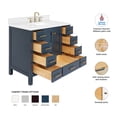 thumbnail image 3 of ARIEL Cambridge 42 Inch Midnight Blue Bathroom Vanity with Sink, Solid Wood, Carrara White Quartz Countertop, 1.5-Inch Edge, Single Rectangular Undermount Sink, 2 Soft Closing Doors, 9 Drawers, 3 of 8