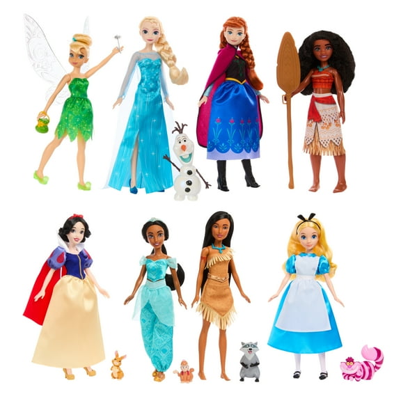 Disney Toys, Disney 100 Years of Wonder 8-Doll Set, Gifts for Kids and Collectors
