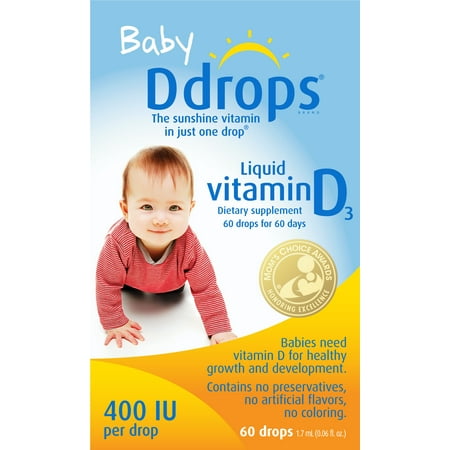 Ddrops Baby Vitamin D Liquid Drops, 400 IU, 60 Ct