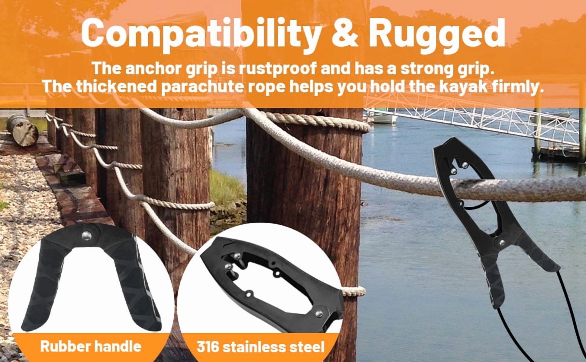Arcticwind Kayak/Canoe Anchor Grip,Kayak Brush Gripper,boat clamp for fixing self-locking tension jaws,Canoe,Boat for Fishing Boating and Camping Kayak Accessories,Metal buckle,Without Kayak handrail