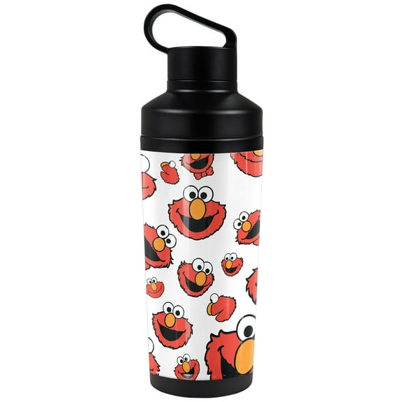 Sesame Street Official Elmo Face Pattern 18 oz Insulated Water Bottle, Leak Resistant, Vacuum Insulated Stainless Steel with 2-in-1 Loop Cap