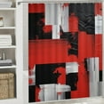 thumbnail image 6 of PRATYUS Geometric Shower Curtain Red Grey Black White Geometry 3D Square Abstract Modern Minimalist Bathroom Decor Polyester Curtains Set with Hook 60x72, 6 of 7