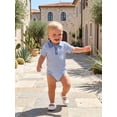 thumbnail image 4 of Loicainy Infant Baby Boy Romper 3 6 12 18 Month Short Sleeve Lapel Collar Stripes Print Bodysuit Newborn Playsuit, 4 of 9
