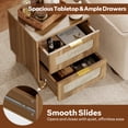 thumbnail image 5 of LAZZO Wooden Nightstands Set of 2 with Rattan Drawers, Bedroom Bedside End Tables, Brown, 5 of 9