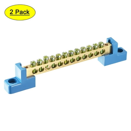 

Uxcell Bridge Design Terminal Screw Block Barrier Brass 12 Positions Blue 2 Pack
