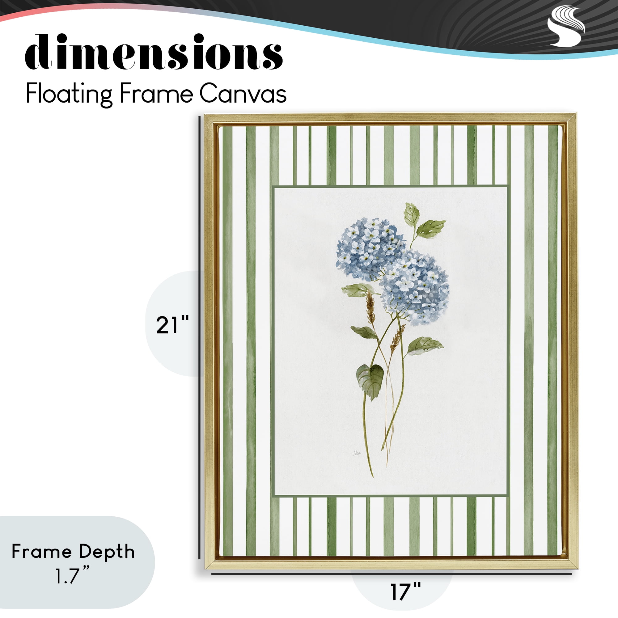 Stupell Industries Delicate Hydrangea & Dried Wheat Gold Framed Floater Canvas Wall Art, design by Nan