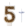 thumbnail image 2 of Ohmyroo 3.54 Inch Gold Macaron Number Candle Elegant Cake Decoration For Holiday Party Celebration, 2 of 6