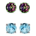 thumbnail image 2 of Paris Jewelry 14k White Gold 1/2Ct Created Mystic Topaz and Blue Topaz 2 Pair Round Stud Earrings Plated, 2 of 2