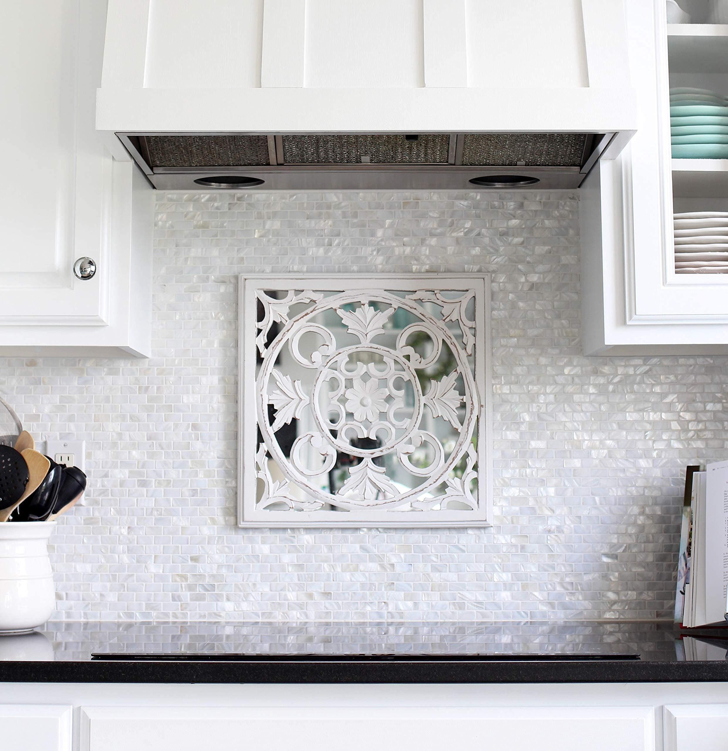 Art3d 12" x 12" 10 Pieces Mother of Pearl Shell Mosaic Backsplash Tile for Kitchen, Bathroom Walls